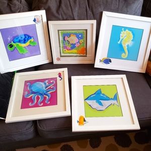 5pc Framed Ocean Artwork